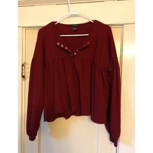 Forever 21 Maroon Long-Sleeve Shirt